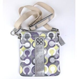 Coach Julia Op Art Scarf Print Sateen Swingpack Crossbody Bag
